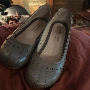 Josef Seibel Gray Flats with Perforated Design